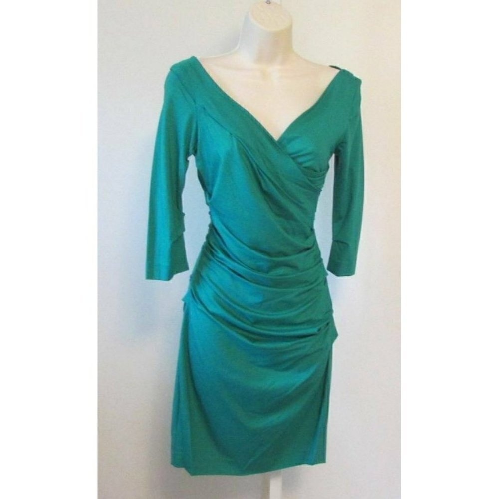 DVF Diane von Furstenberg Bentley Juniper green dress shift knit new XS 0 2